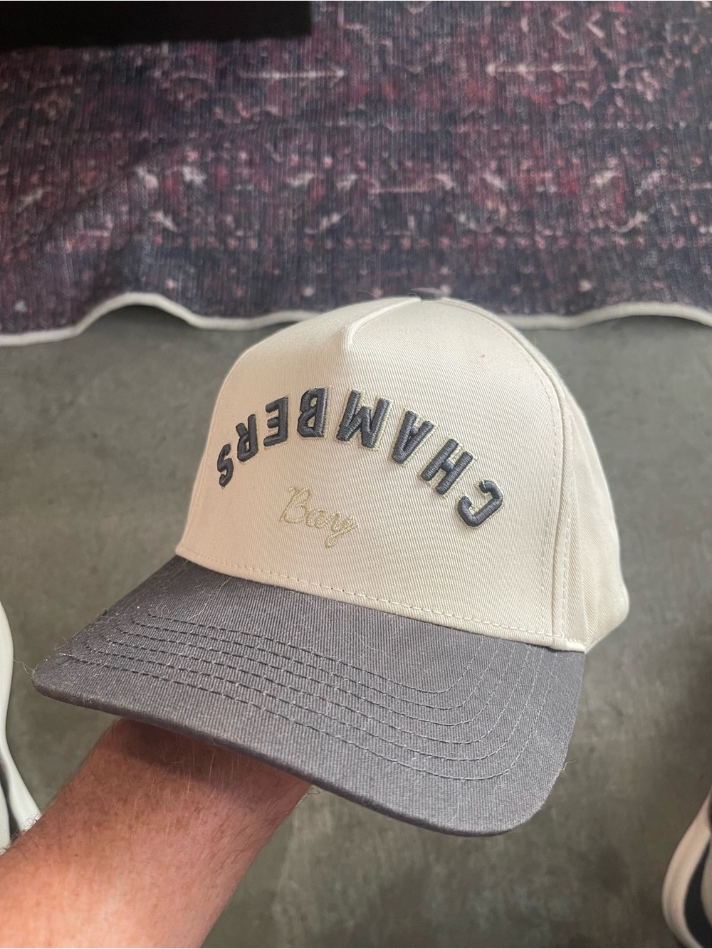 Chamfers Two-Tone Beige and Gray Baseball Cap